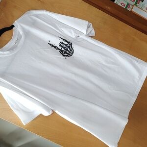 White T-Shirt with Black Graphic. Men's Size Large